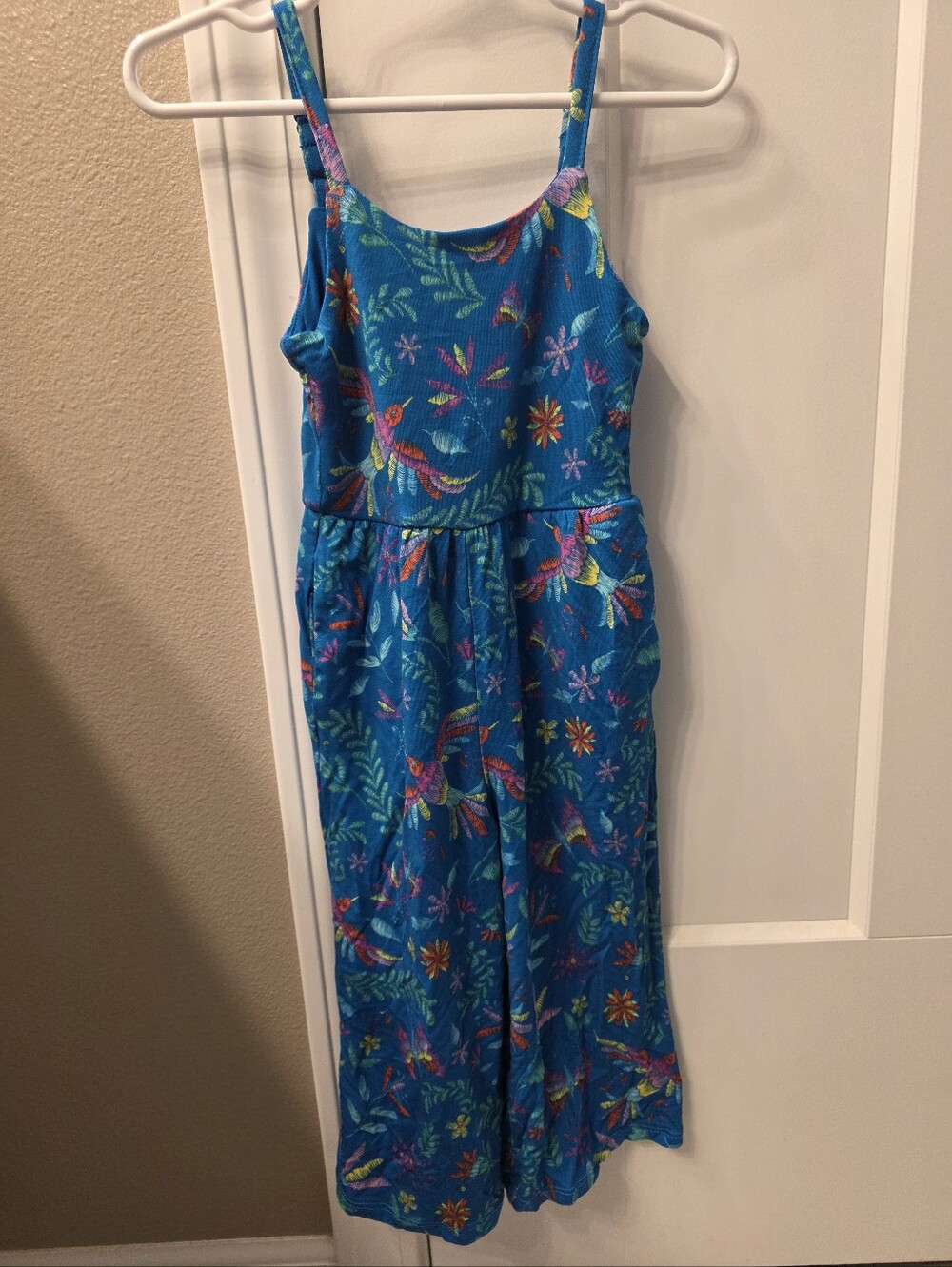 Posh Peanut Blue Floral Tropical Romper Bamboo